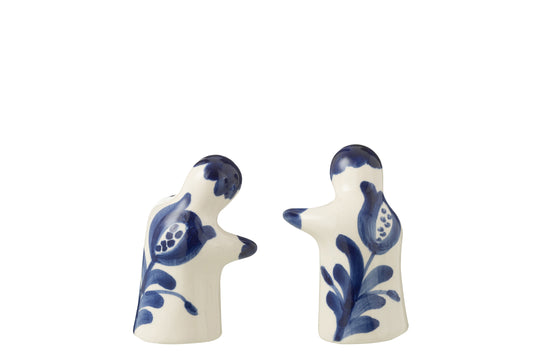 GRANADA - sel & poivre céramique blanc/bleu de cobalt
