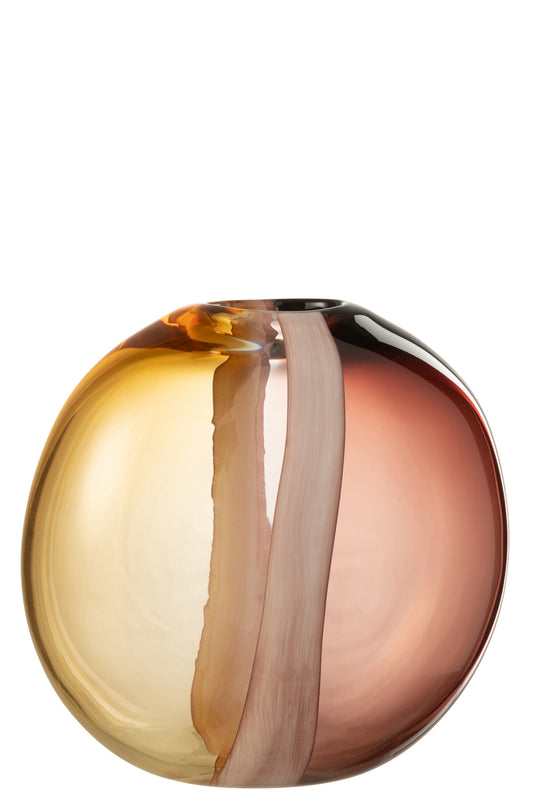 ARUN - Vase verre marron/jaune - D 26 cm