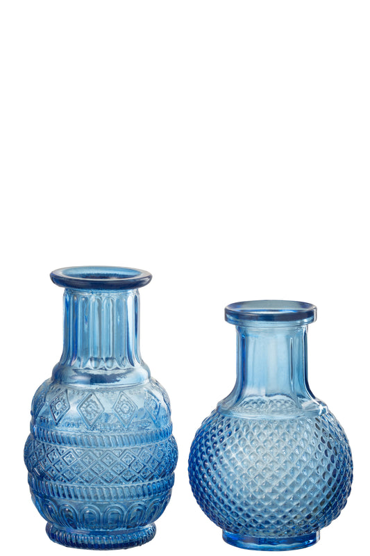 KANO - Vase verre bleu (assortiment de 2)