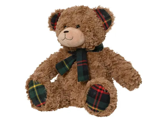 OURS polyester oreilles, pieds, noeud tartan vert