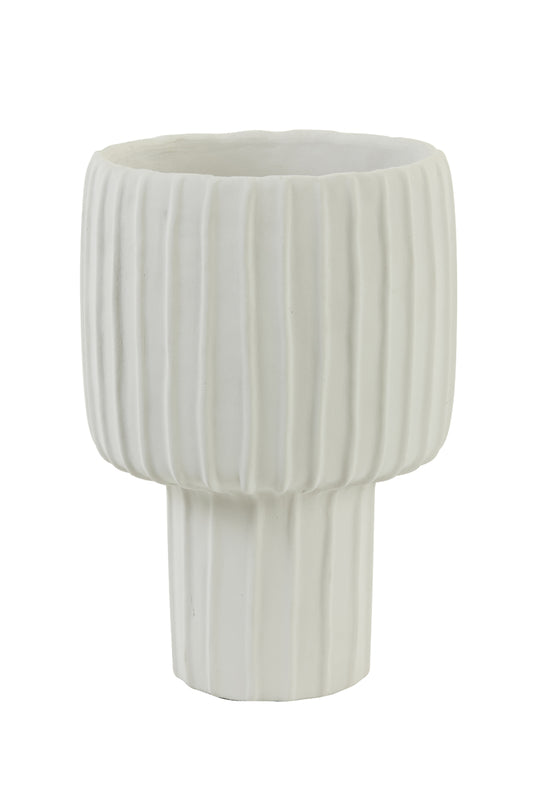 MAJA Grand Vase ciment blanc crème - H35 cm