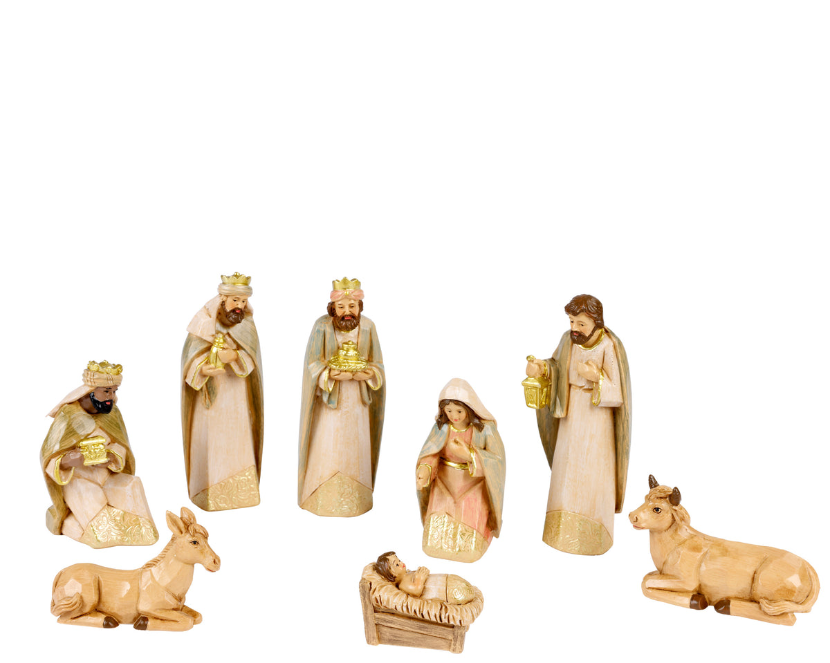 CRECHE 8 figurines en polyrésine