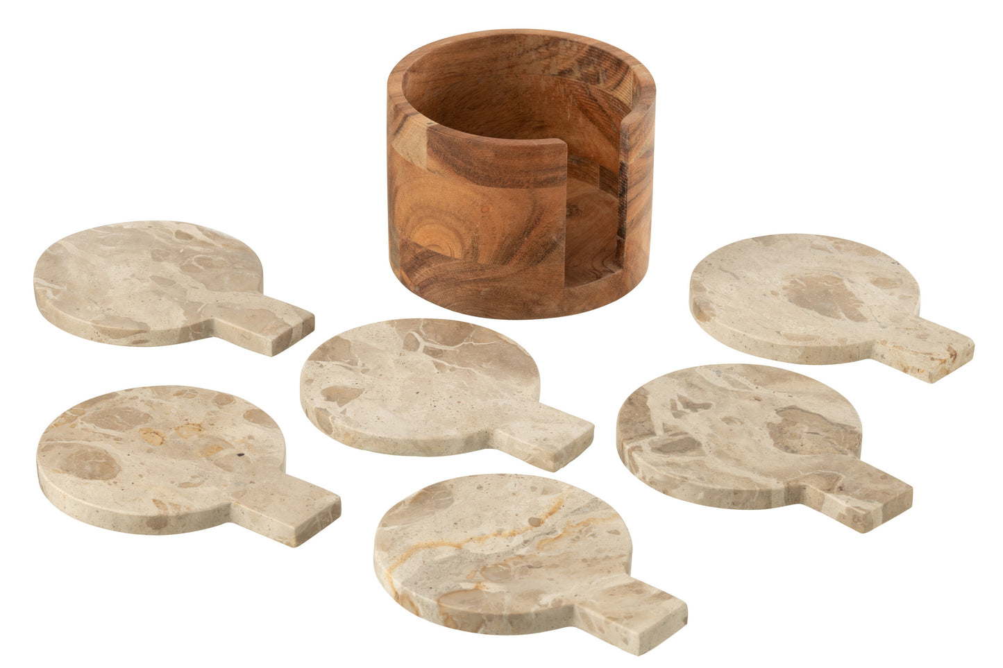 Boite de 4 sous-verre marbre bois acacia