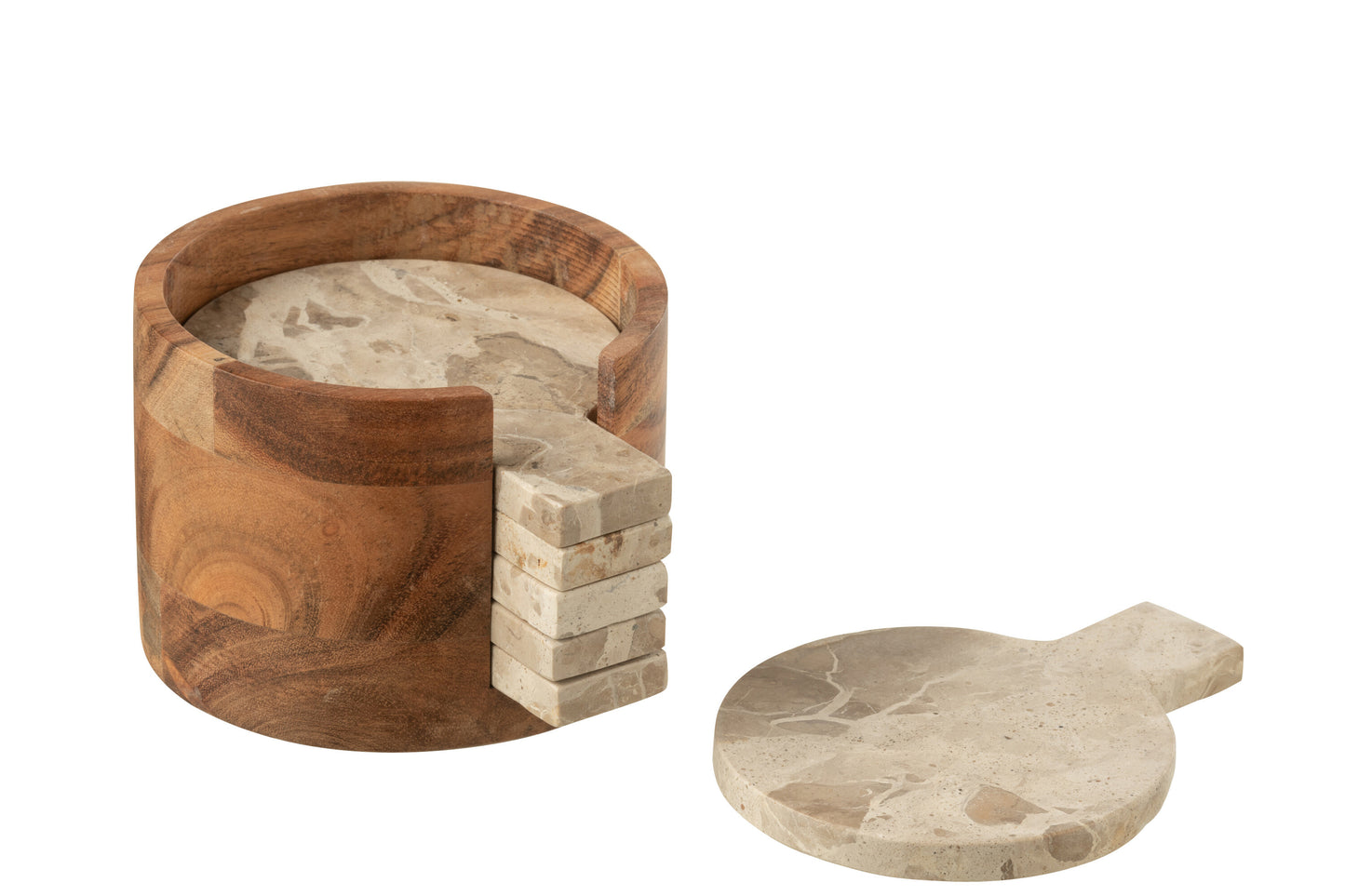 Boite de 4 sous-verre marbre bois acacia