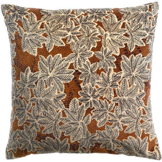 ARIANE - Coussin velours imprimé feuilles 45 x 45