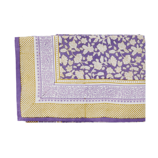 JAYA - Nappe indienne à imprimé floral Violine - 170 x 250 cm