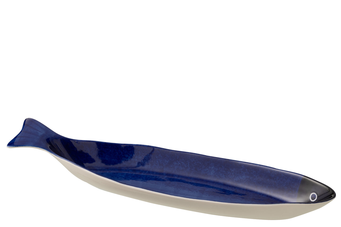 SARDINE Plat poisson long porcelaine bleu