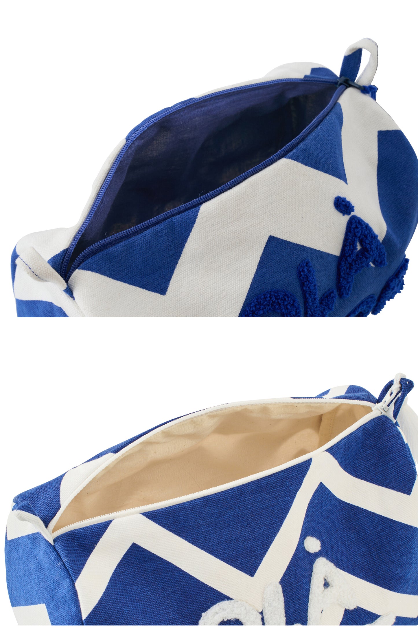 OLA AMOR - Trousse de toilette coton blanc/bleu
