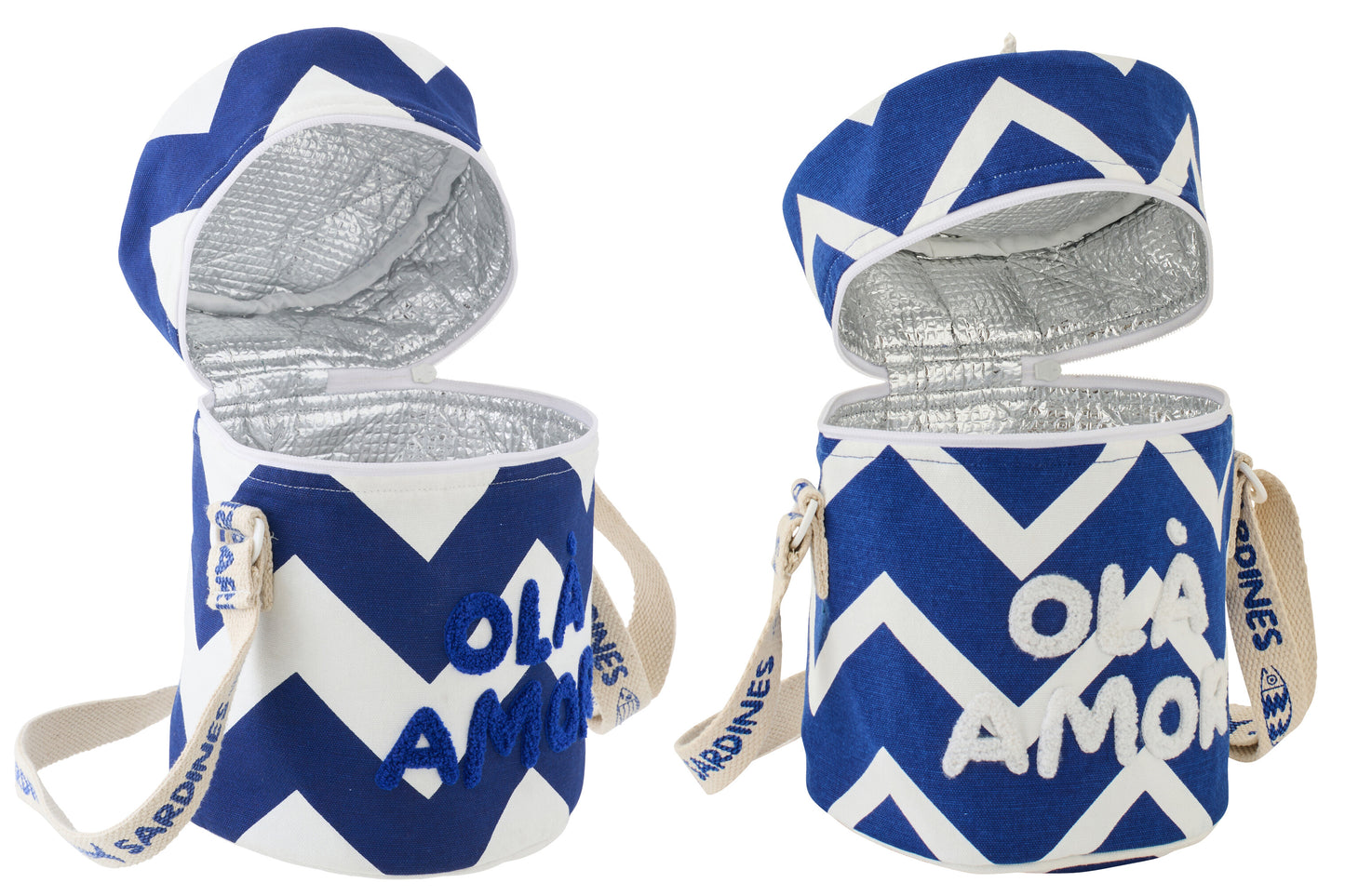 OLA AMOR - Sac isotherme coton blanc/bleu