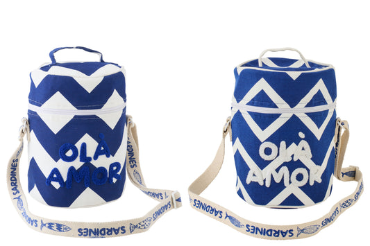 OLA AMOR - Sac isotherme coton blanc/bleu