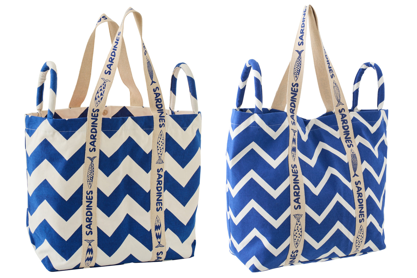 OLA AMOR - Sac de plage coton - blanc/bleu