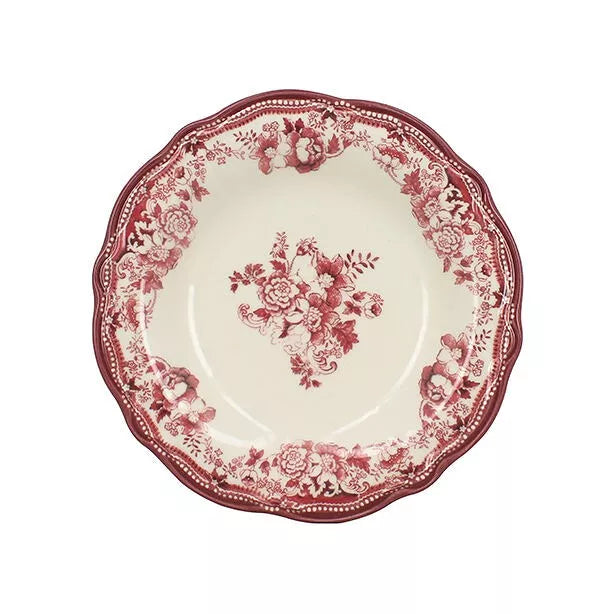 FAUSTINE Assiette creuse 22 cm en porcelaine rose