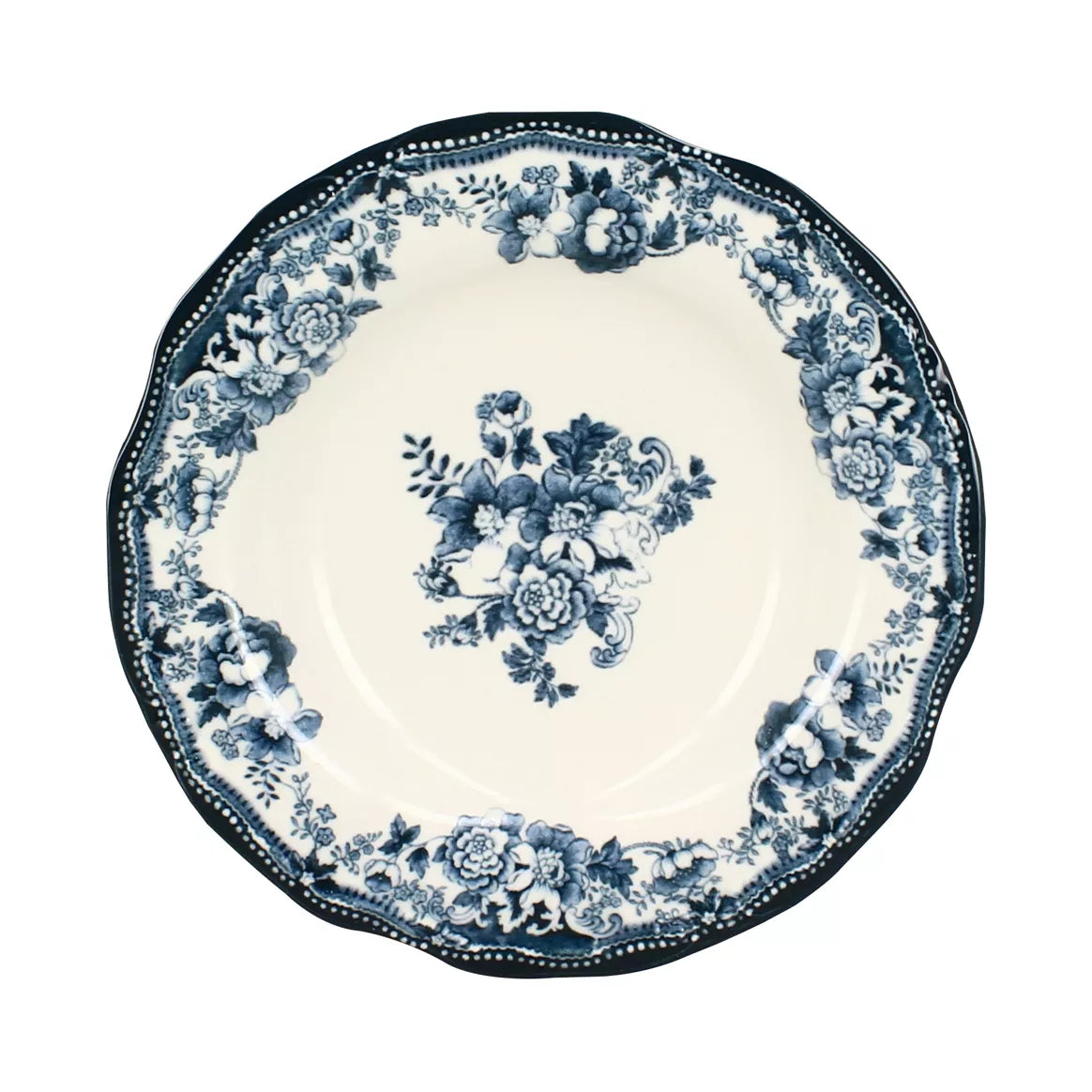 FAUSTINE Assiette creuse 22 cm en porcelaine bleue
