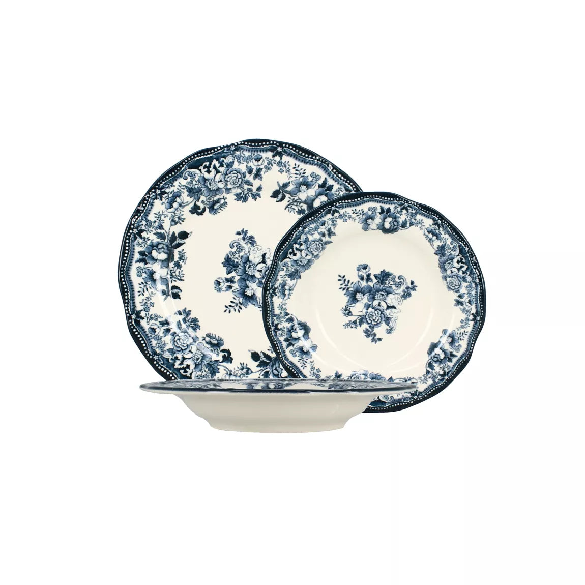 FAUSTINE Assiette creuse 22 cm en porcelaine bleue