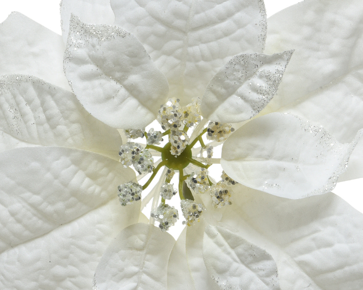 POINSETTIA blanche sur clip paillettes
