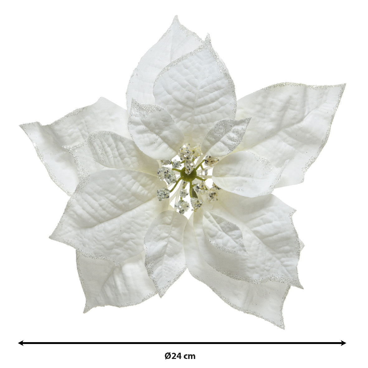 POINSETTIA blanche sur clip paillettes