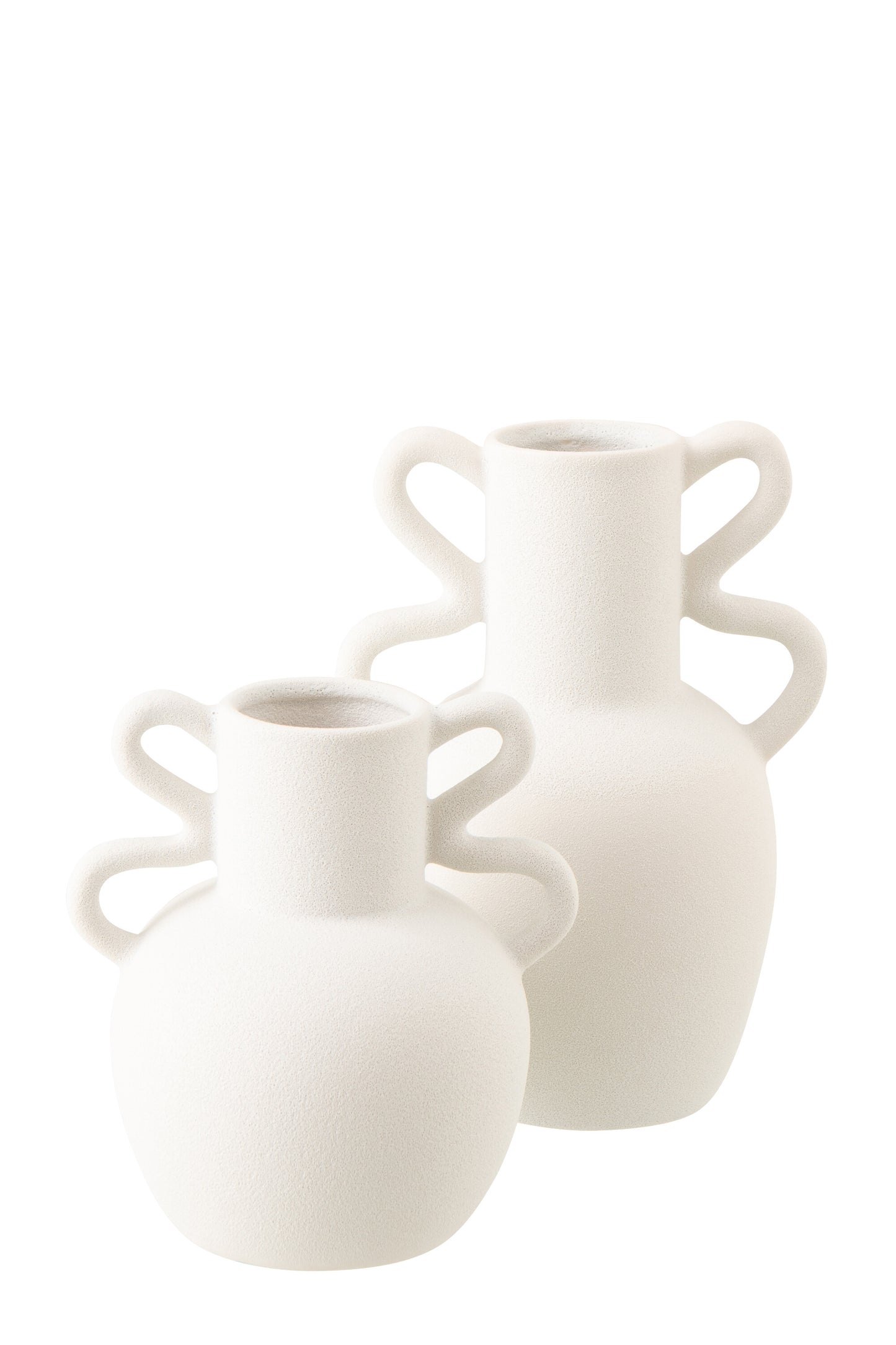 Vase 2 Anses Grès Blanc Médium