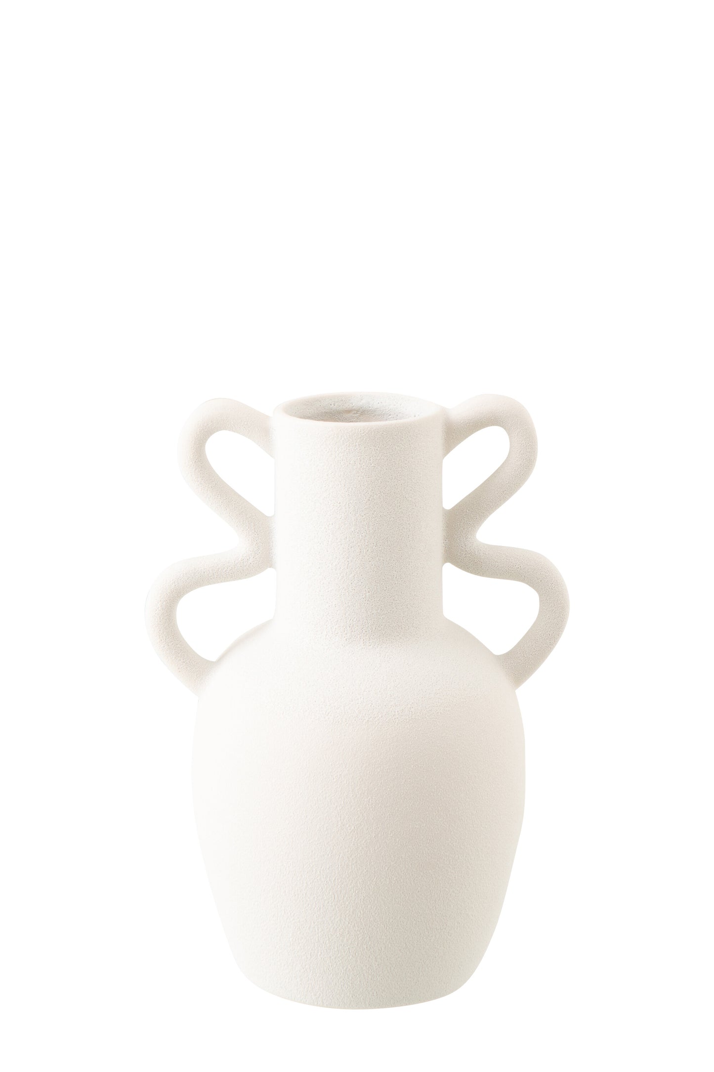 Vase 2 Anses Grès Blanc Médium
