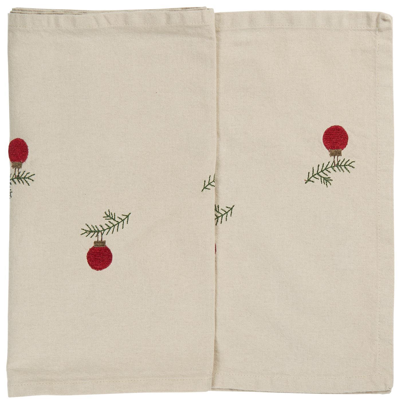 Chemin de table beige de Noël brodé - L 160 cm