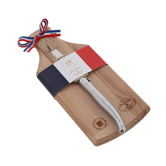 Planchette en hêtre + couteau Laguiole inoxydable