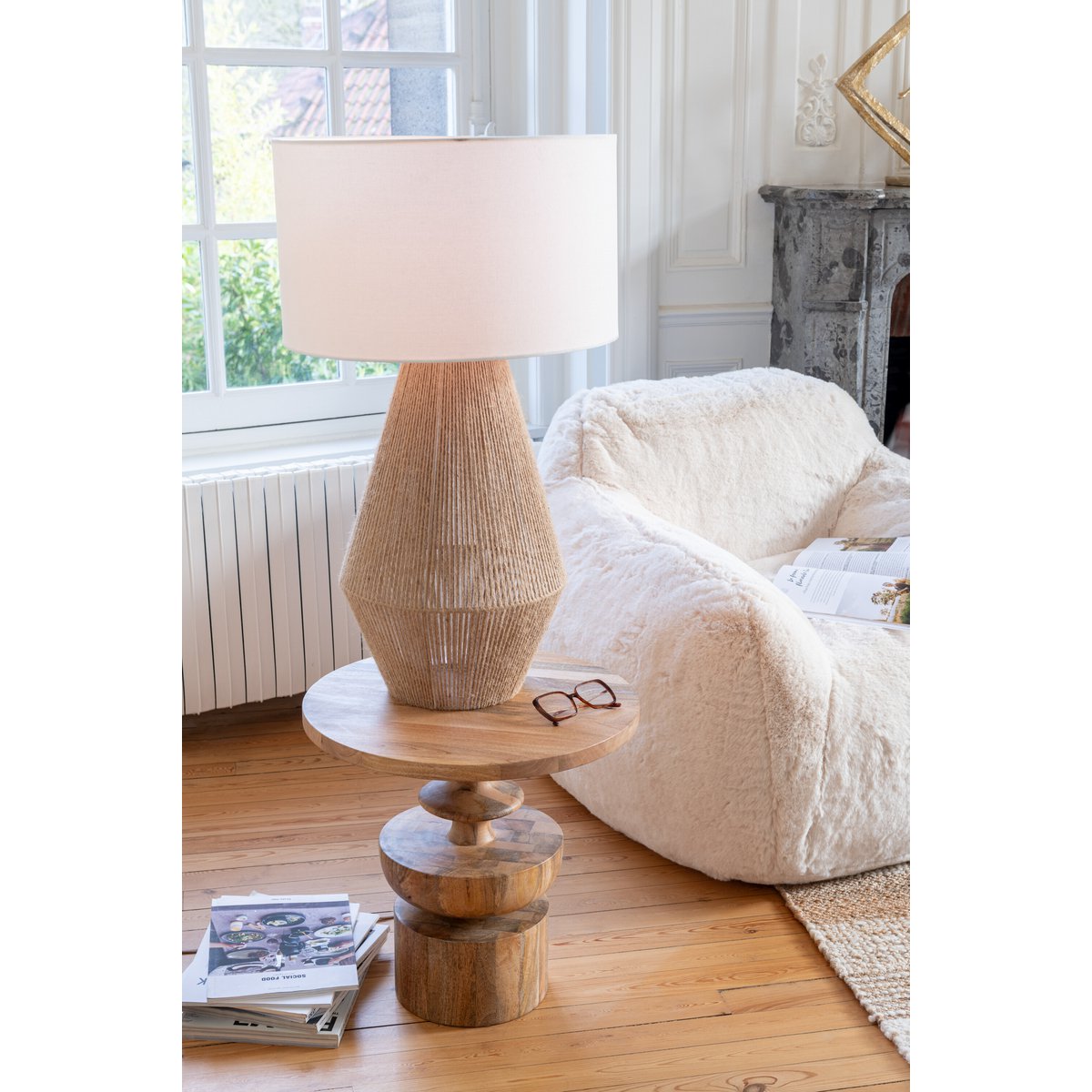 LENA - Lampe Métal/Jute Naturel - H 78 cm