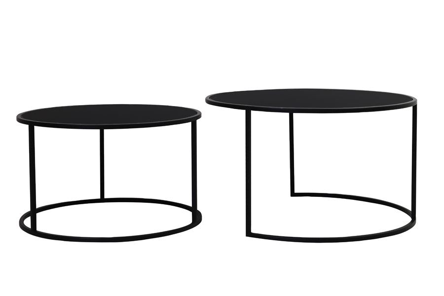 DUARTE Table duo noir et verre noir