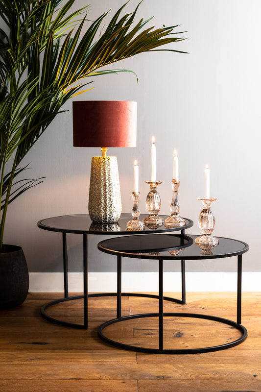 DUARTE Table duo noir et verre noir