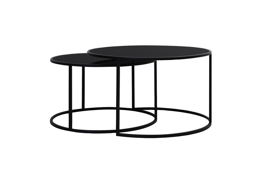 DUARTE Table duo noir et verre noir