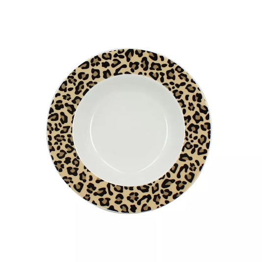LEOPARD Assiette creuse 20 cm en porcelaine beige