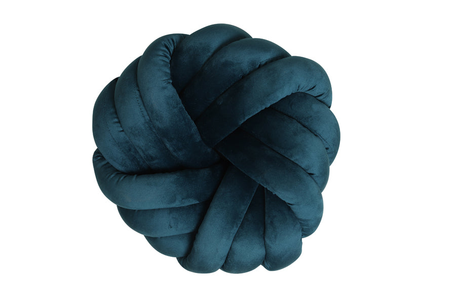 KNOT coussin velours bleu pétrole