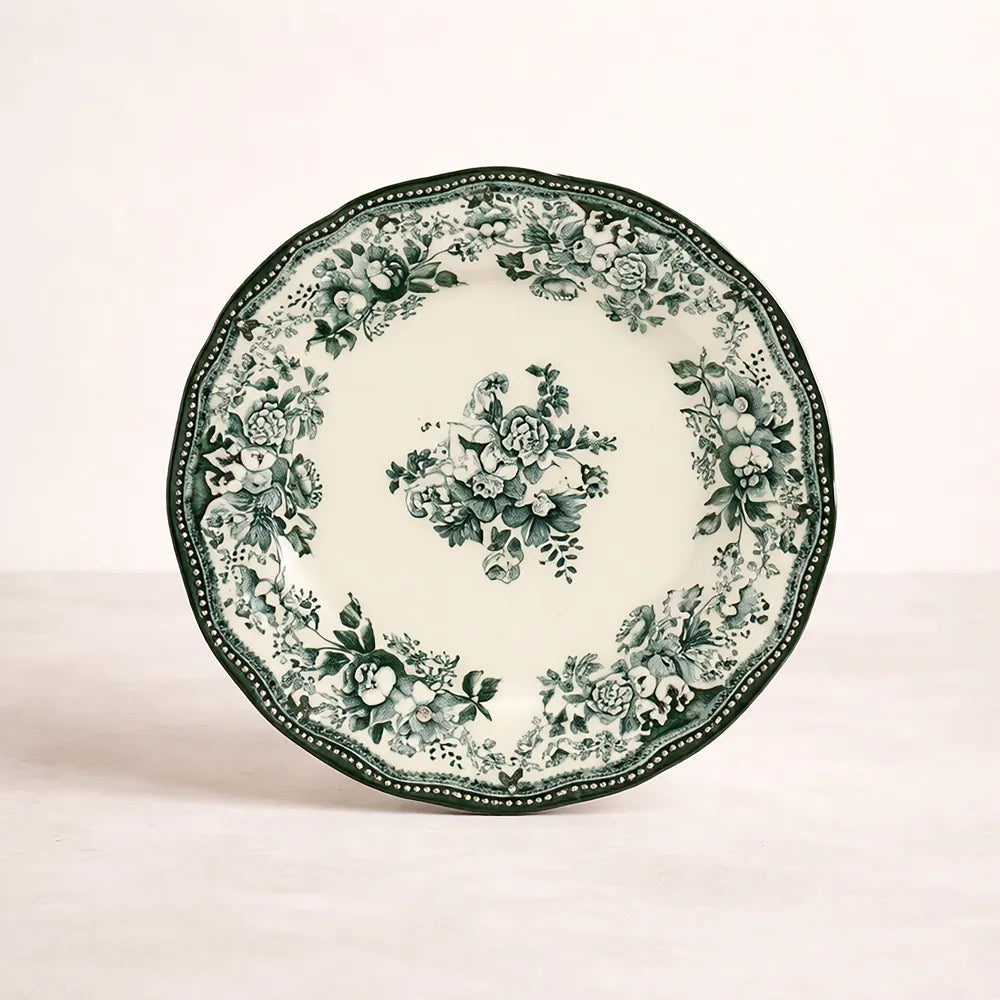 FAUSTINE Assiette à dessert 20,5cm en porcelaine verte