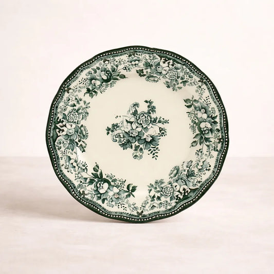 FAUSTINE Assiette à dessert 20,5cm en porcelaine verte
