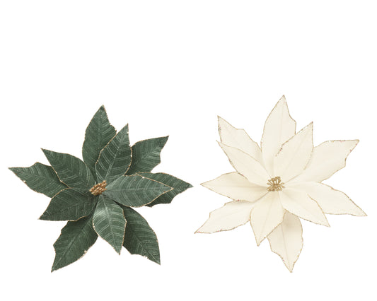 POINSETTIA sur clip velours polyester vert ou blanc
