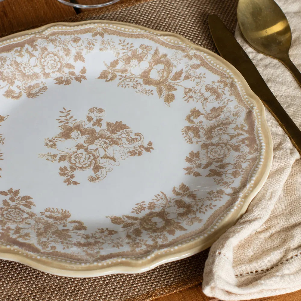 FAUSTINE Assiette plate 26cm en porcelaine miel