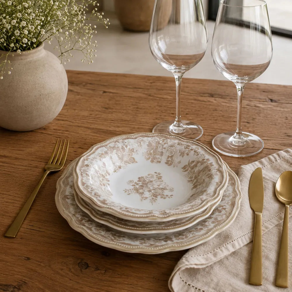 FAUSTINE Assiette à dessert 20,5cm en porcelaine miel
