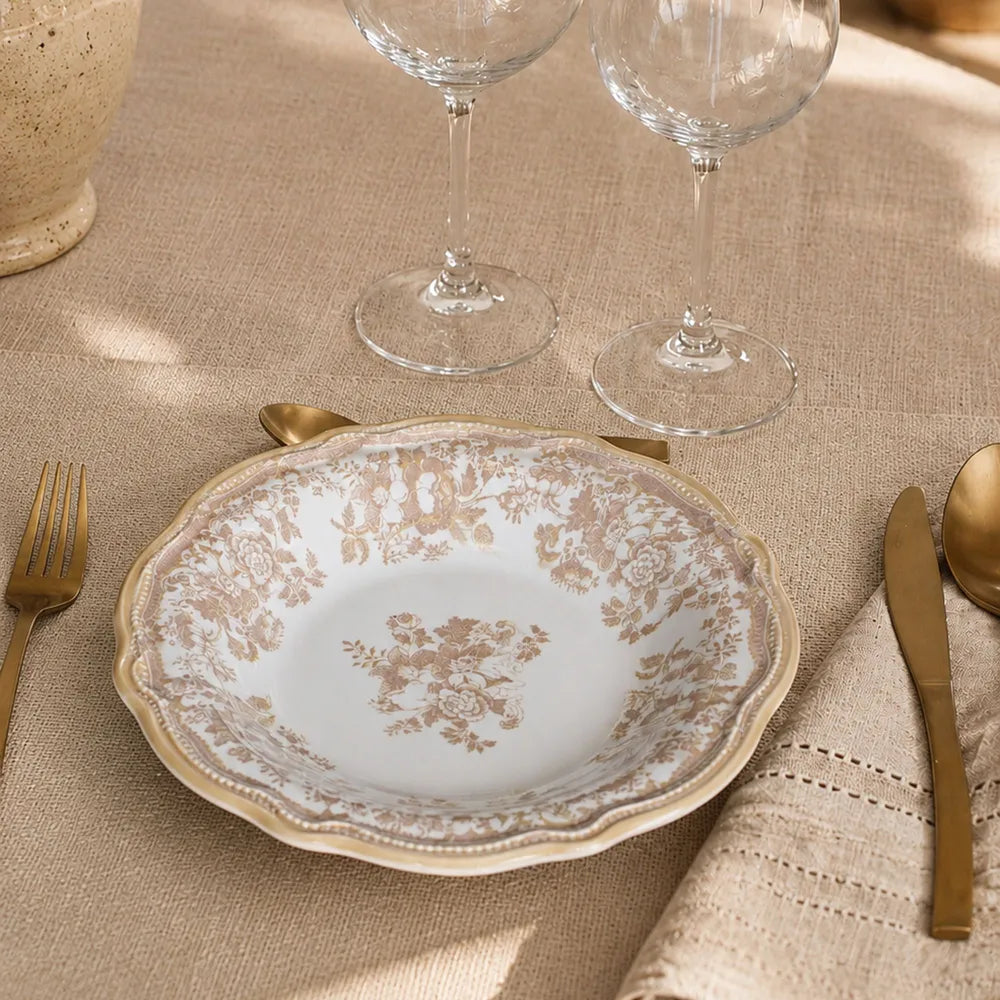 FAUSTINE Assiette creuse 22 cm en porcelaine miel