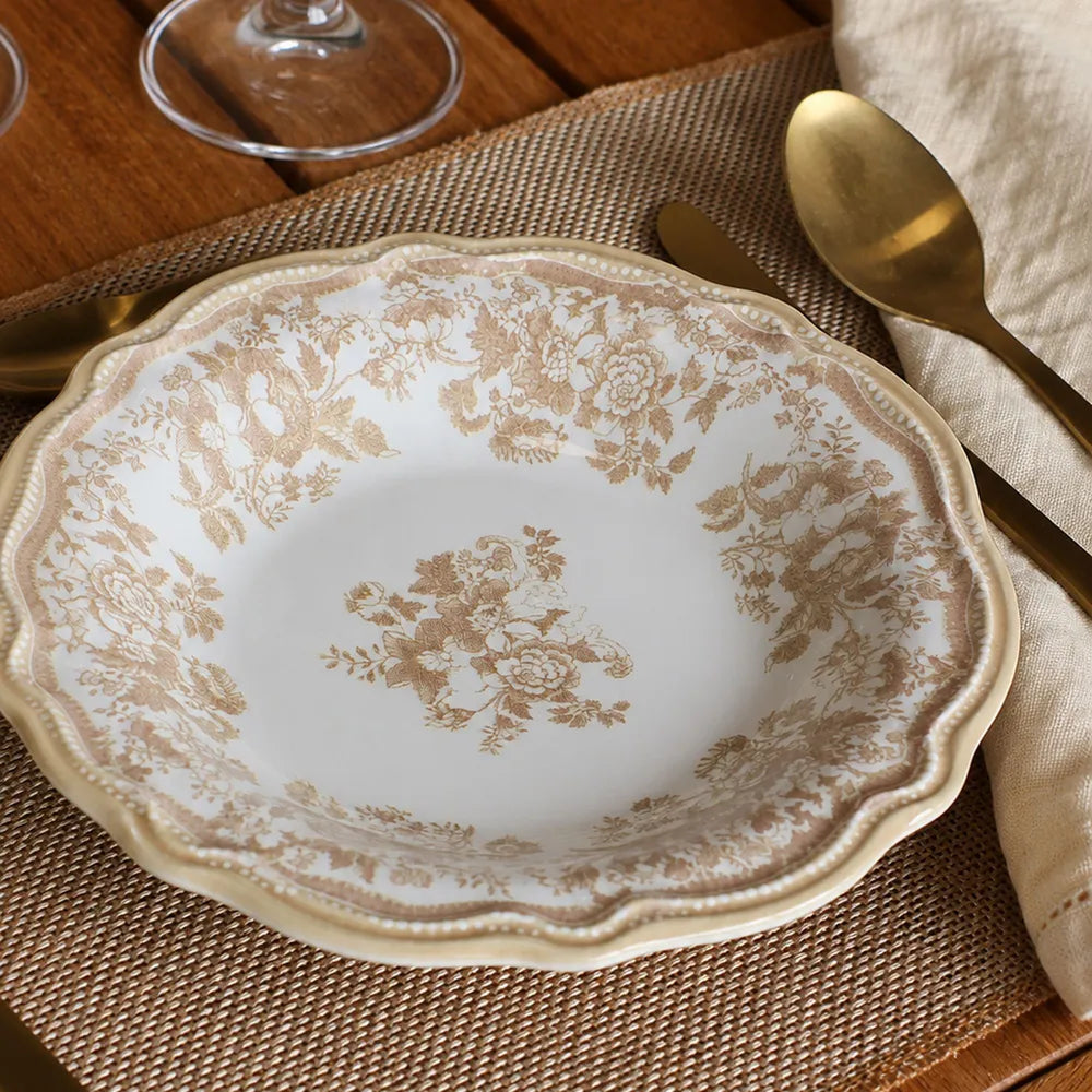 FAUSTINE Assiette creuse 22 cm en porcelaine miel