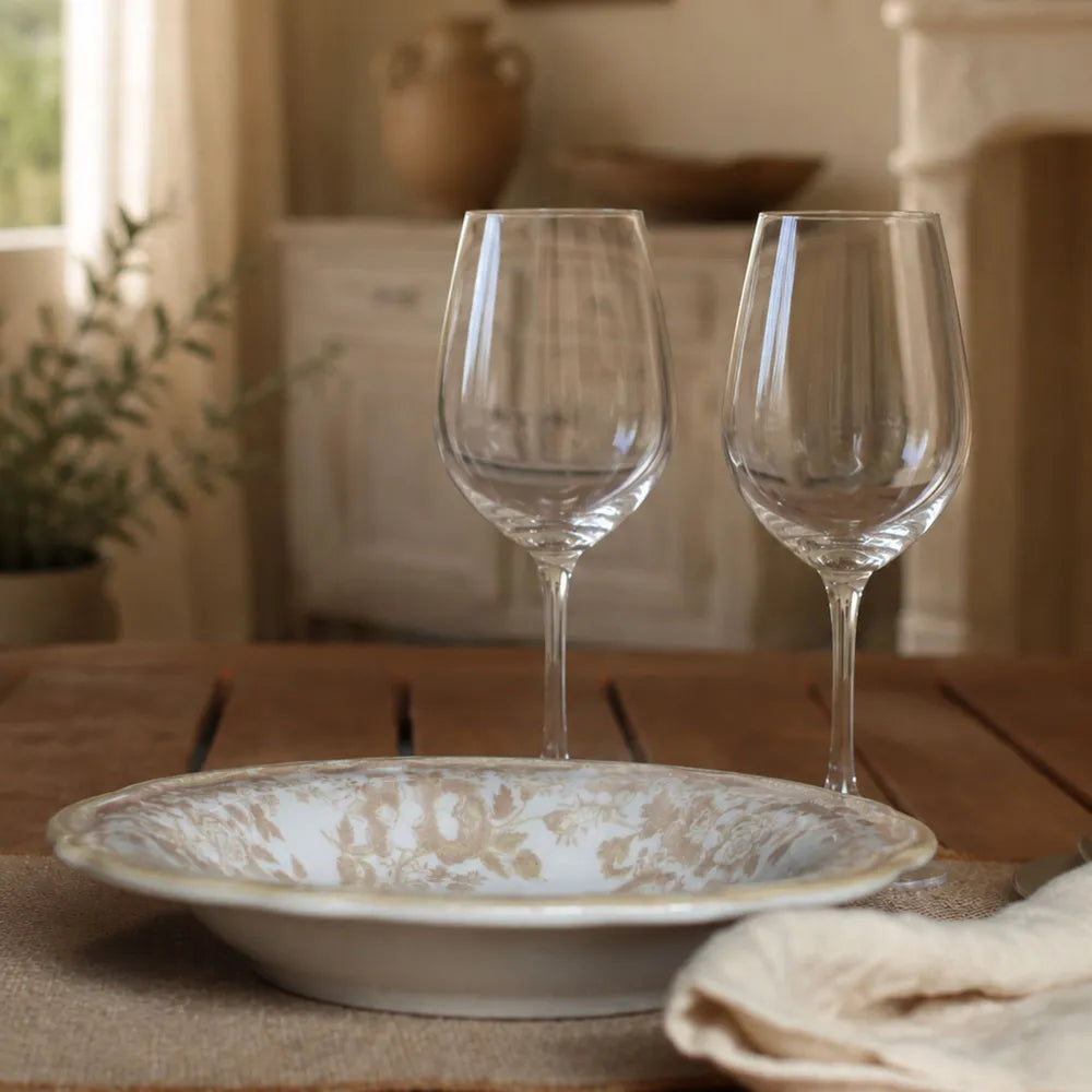 FAUSTINE Assiette creuse 22 cm en porcelaine miel