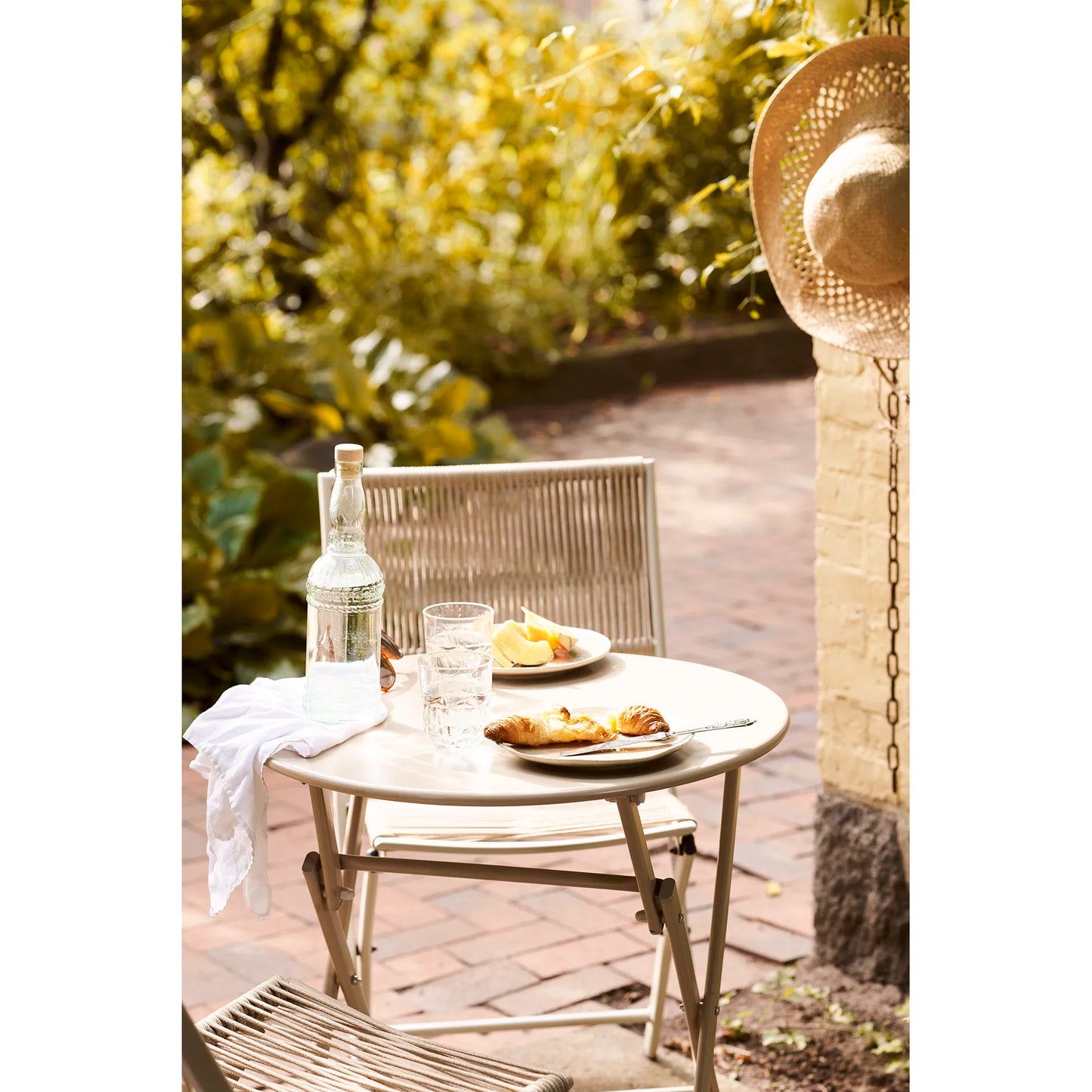NAPLES Ensemble bistro acier et corde beige 3 pièces