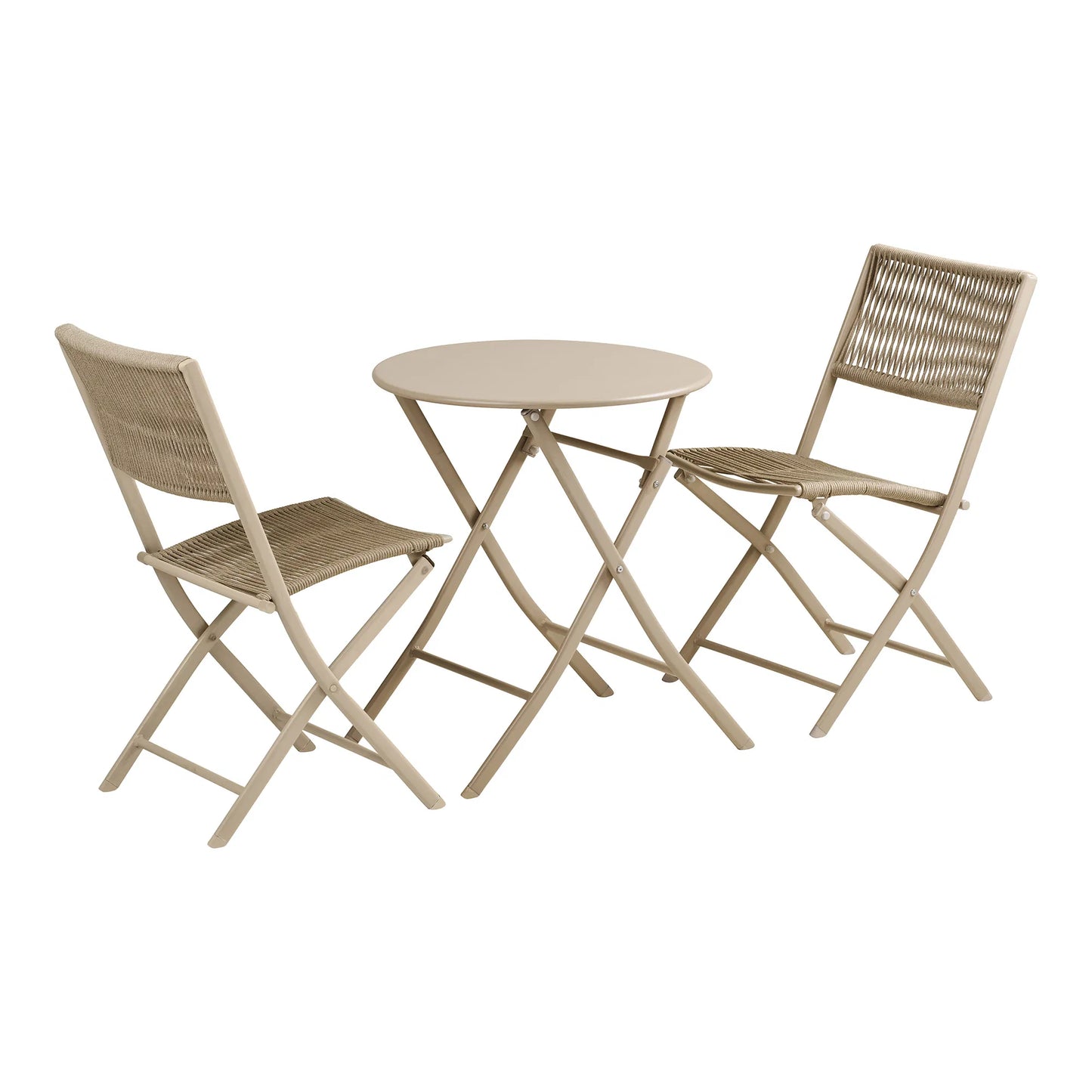 NAPLES Ensemble bistro acier et corde beige 3 pièces
