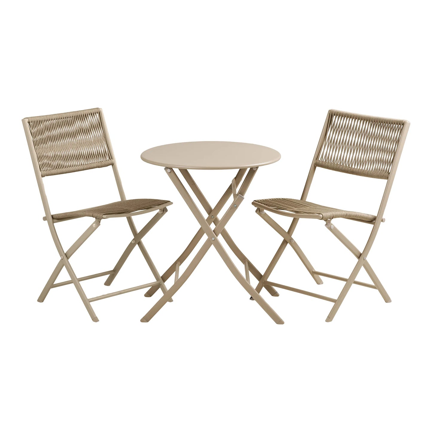 NAPLES Ensemble bistro acier et corde beige 3 pièces