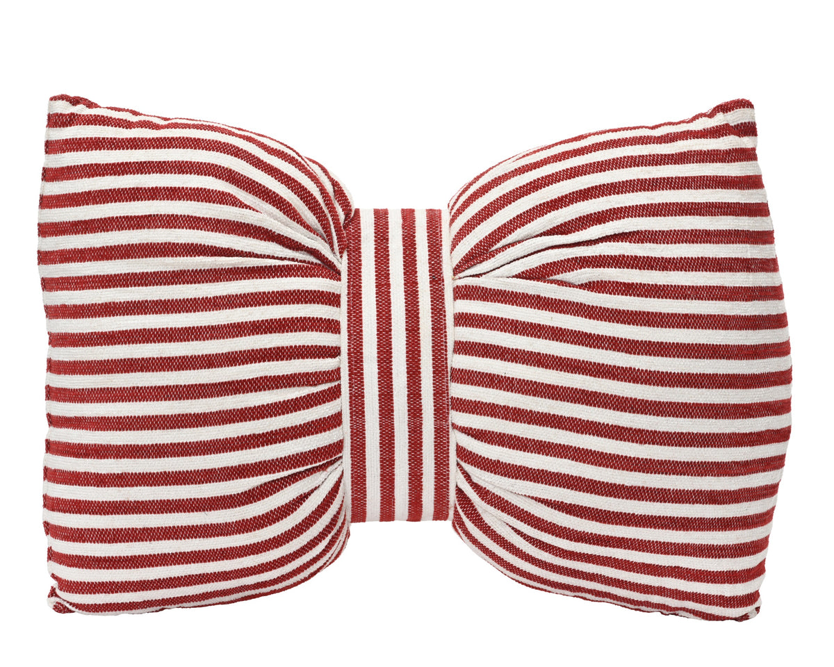 COUSSIN NOEUD rayures blanches rouges