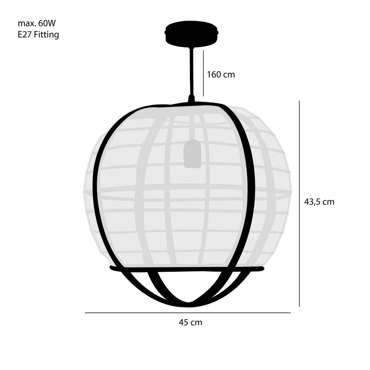 PELLA- Lampe à Suspension  H44 x Ø45 cm - Lin - Blanc Cassé