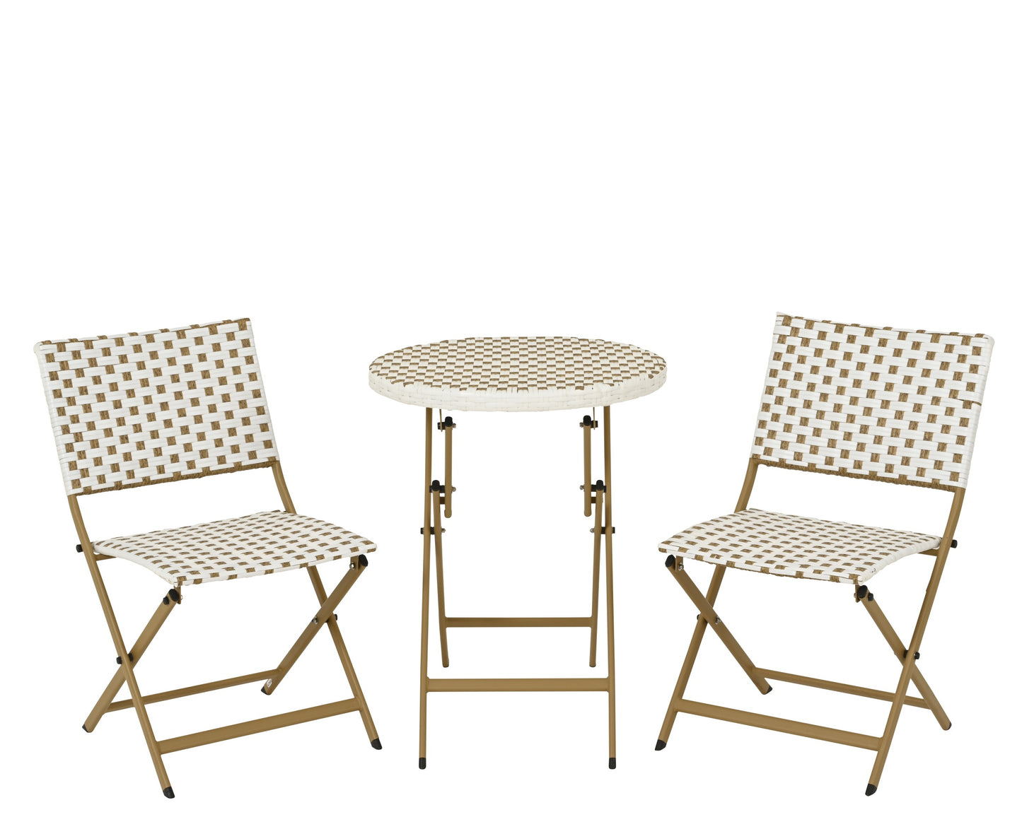 BELLANO Ensemble 3 pièces résine tressée blanc/beige outdoor