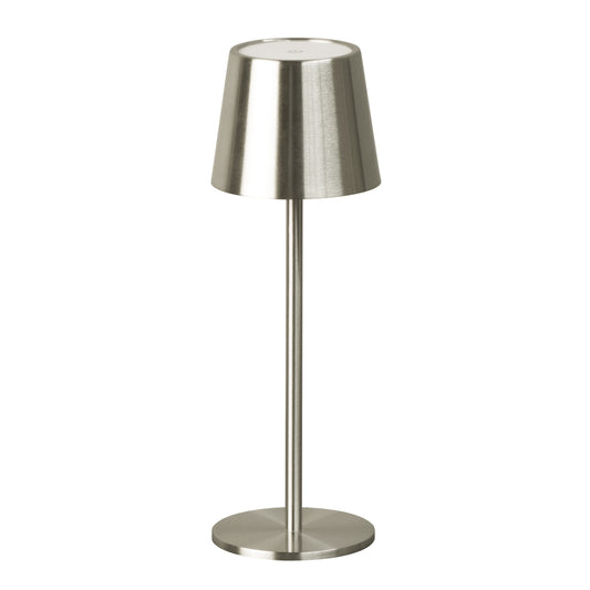 LAMPE DE TABLE LED - Extérieur nickel brossé  H 27,5 cm