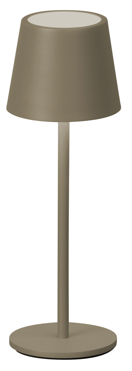 LAMPE DE TABLE LED - Extérieur sablé grège H 27,5 cm
