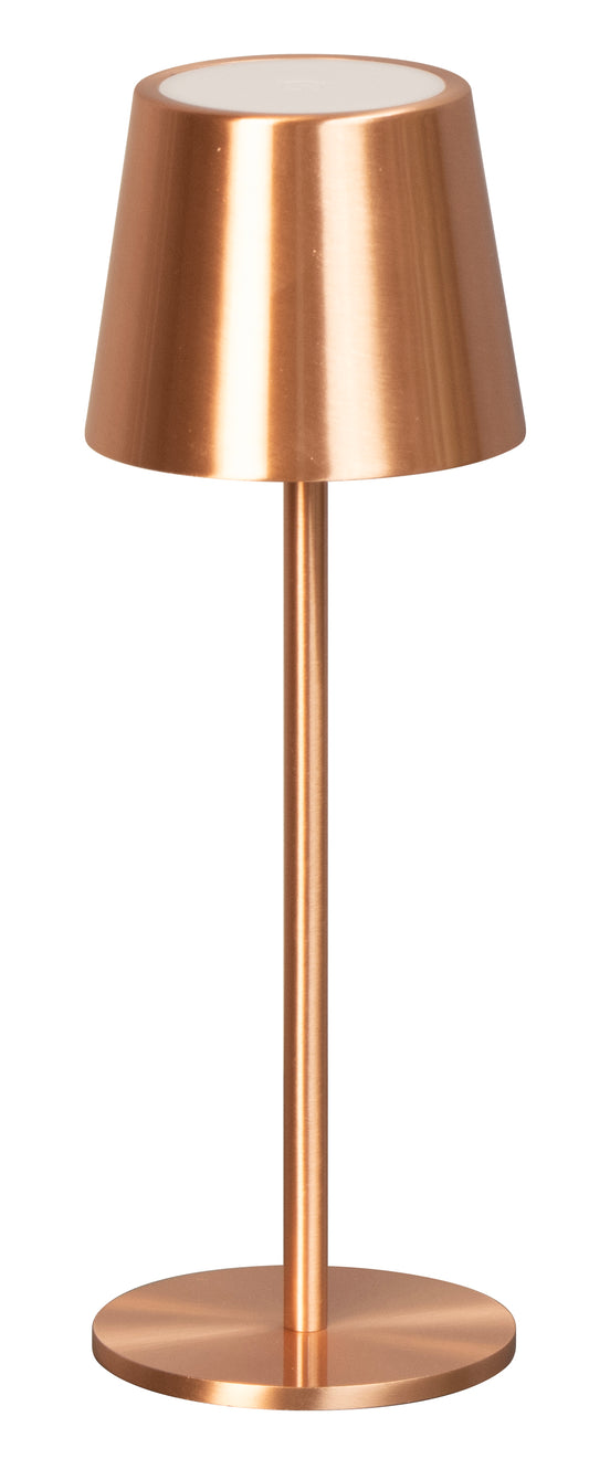 LAMPE DE TABLE LED - Extérieur rose cuivre brossé H 27,5 cm