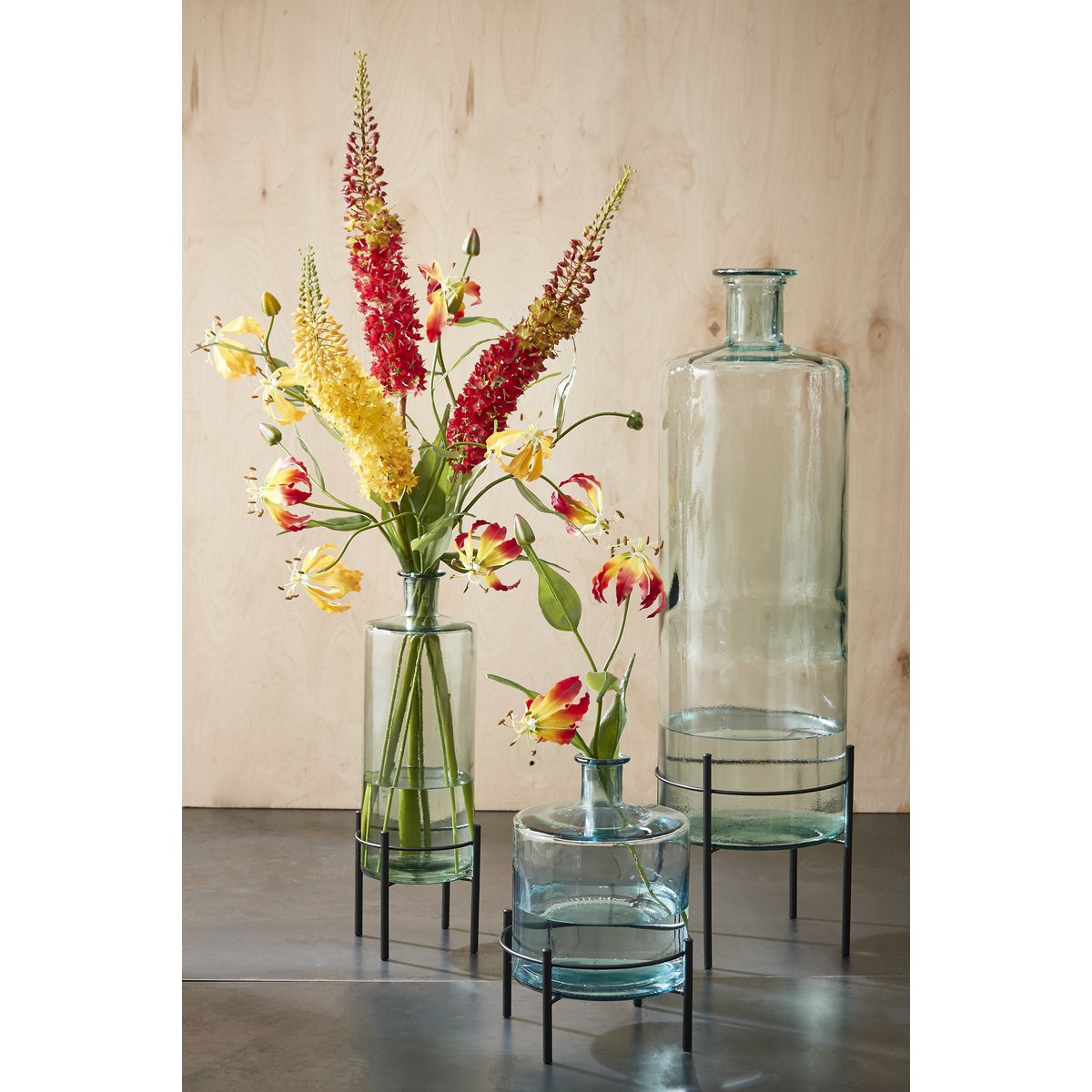 GUAN Vase Bouteille - H40 x Ø15 cm - Verre recyclé - Transparent