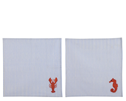 HOMARD & CRABES Lot de 2 serviettes de table