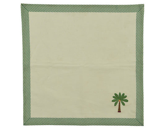 PALMIER VERT Lot de 2 serviettes de table coton